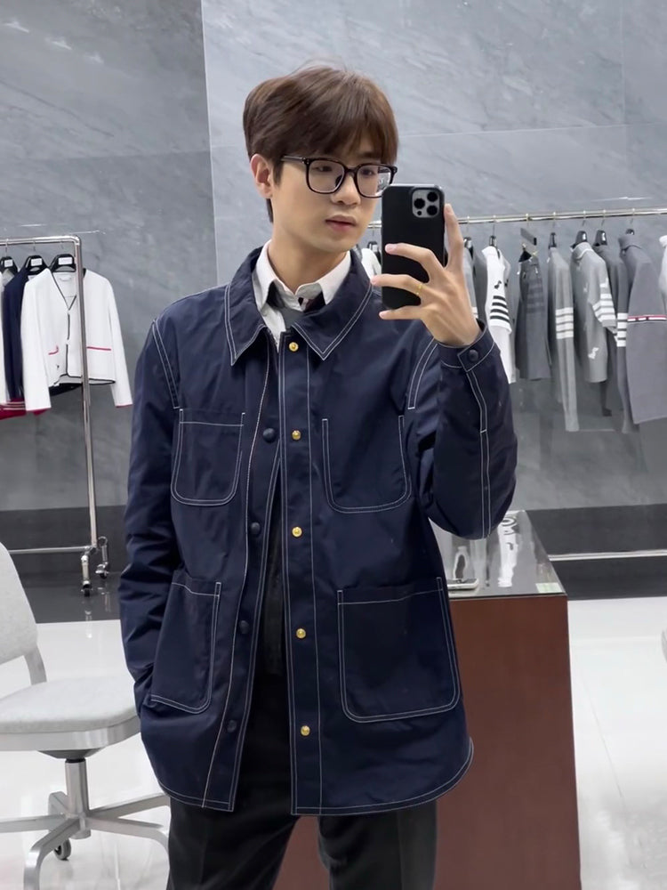 Men's gold button outer placket coat(副本) THOM TREND