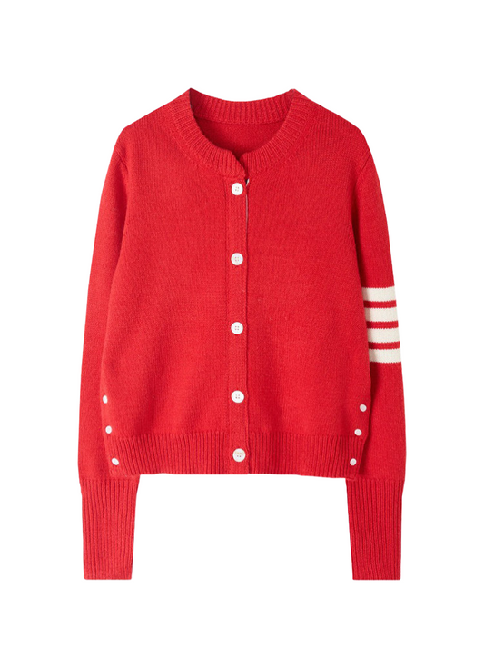 Women's Dachshund Cardigan - Red Wool Cropped Sweater