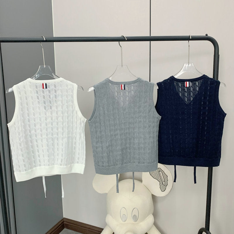 New yarn splicing lace-up vest THOM TREND