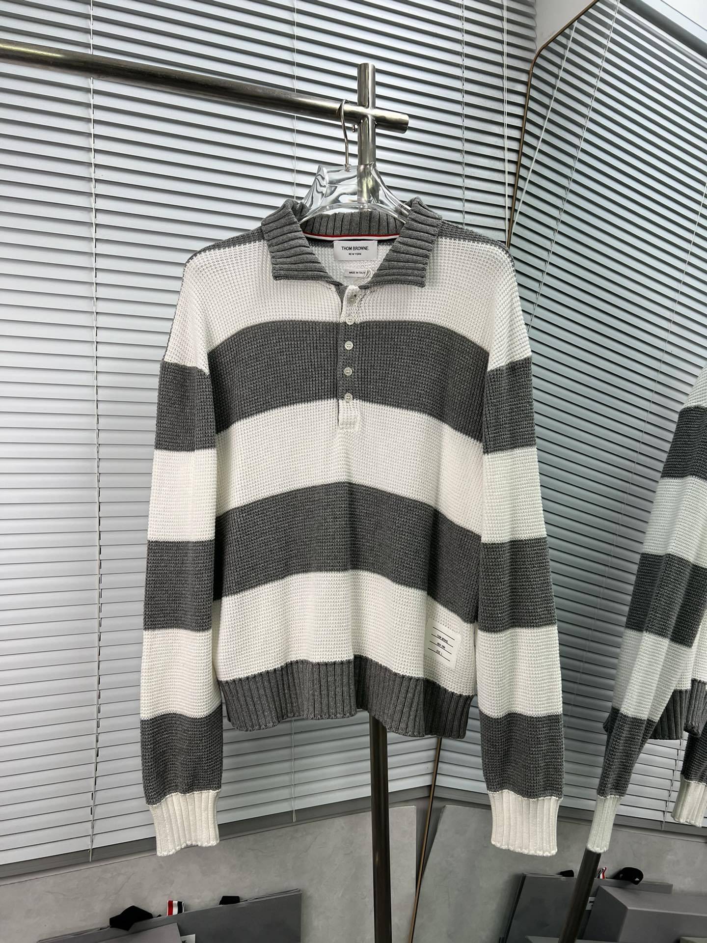 2025SS Women's Striped Polo Sweater THOM TREND