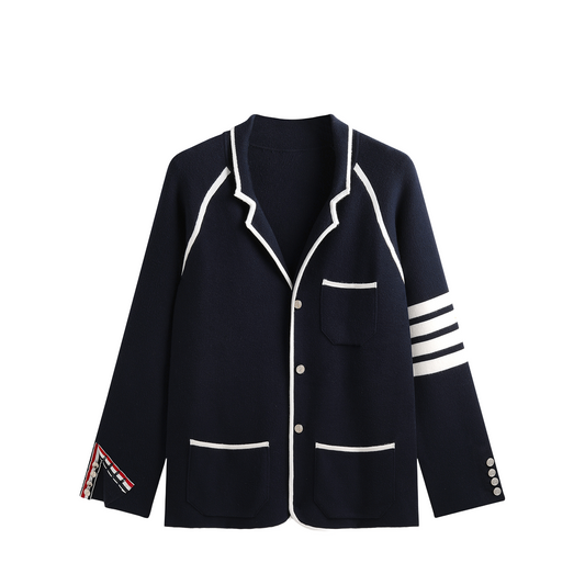 2025SS Suit collar mid-length knitted jacket THOM TREND