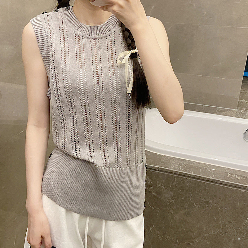 Open-knit sleeveless top