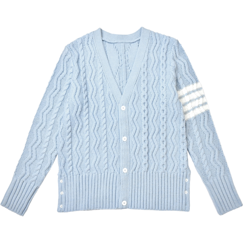 Classic Striped Cable Sweater Jacket THOM TREND