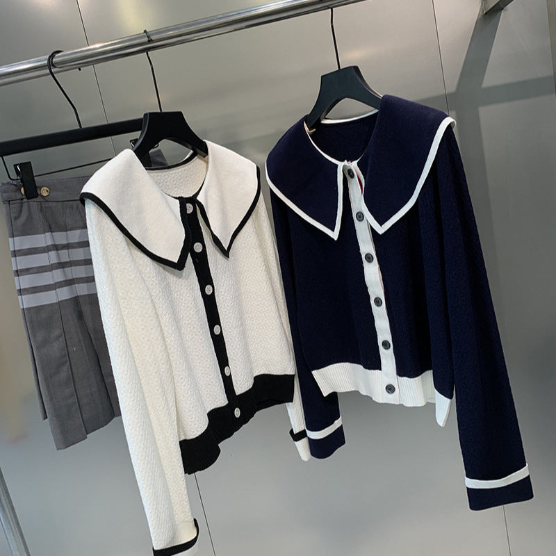 Preppy Lapel Knit Sweater