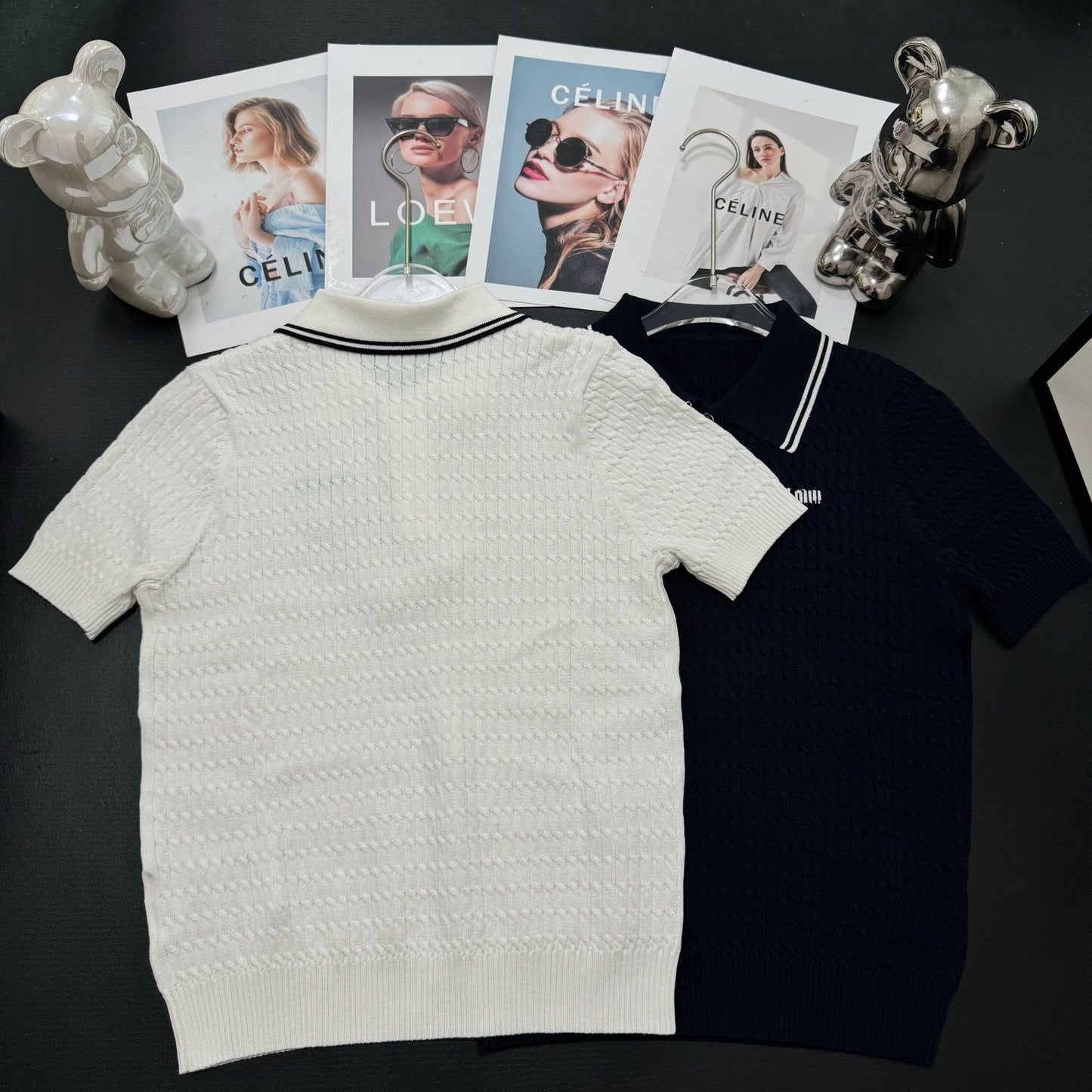 Collegiate Knit Polo Top — Cable Knit | Short Sleeve