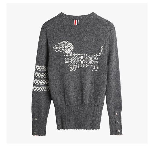 Men's Four-Stripe Crew Neck Knit Sweater THOM TREND
