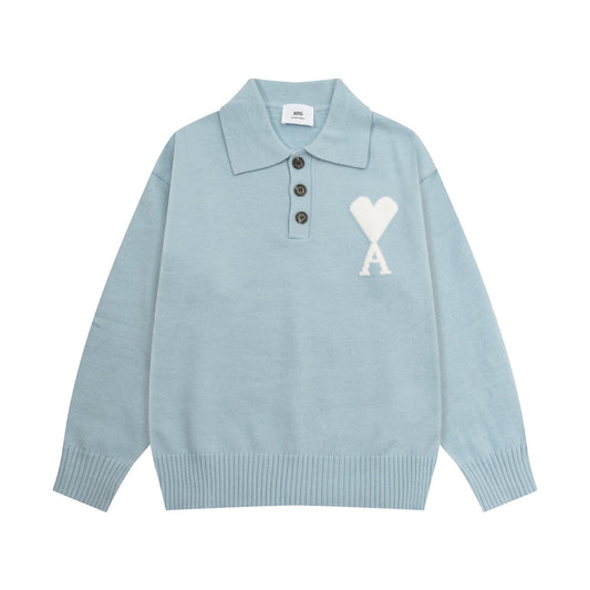 Heart Embroidered Crew Neck Sweater