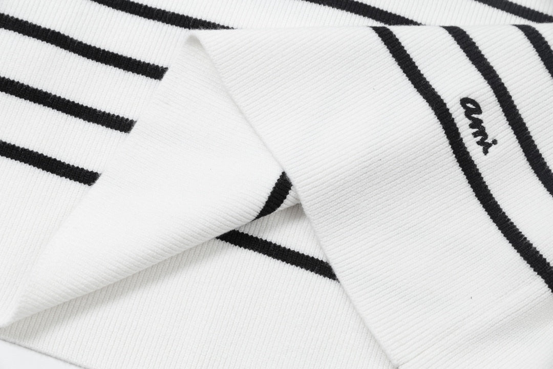 AMI Paris Striped Wool-Blend Sweater