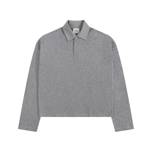 Heart Embroidery Long-Sleeve Polo Shirt ¡§C 5 Colors