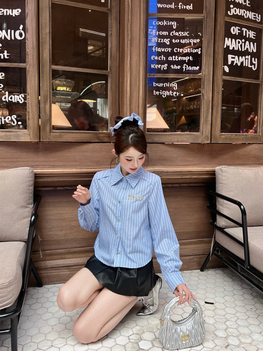 Cropped Button-Up Shirt