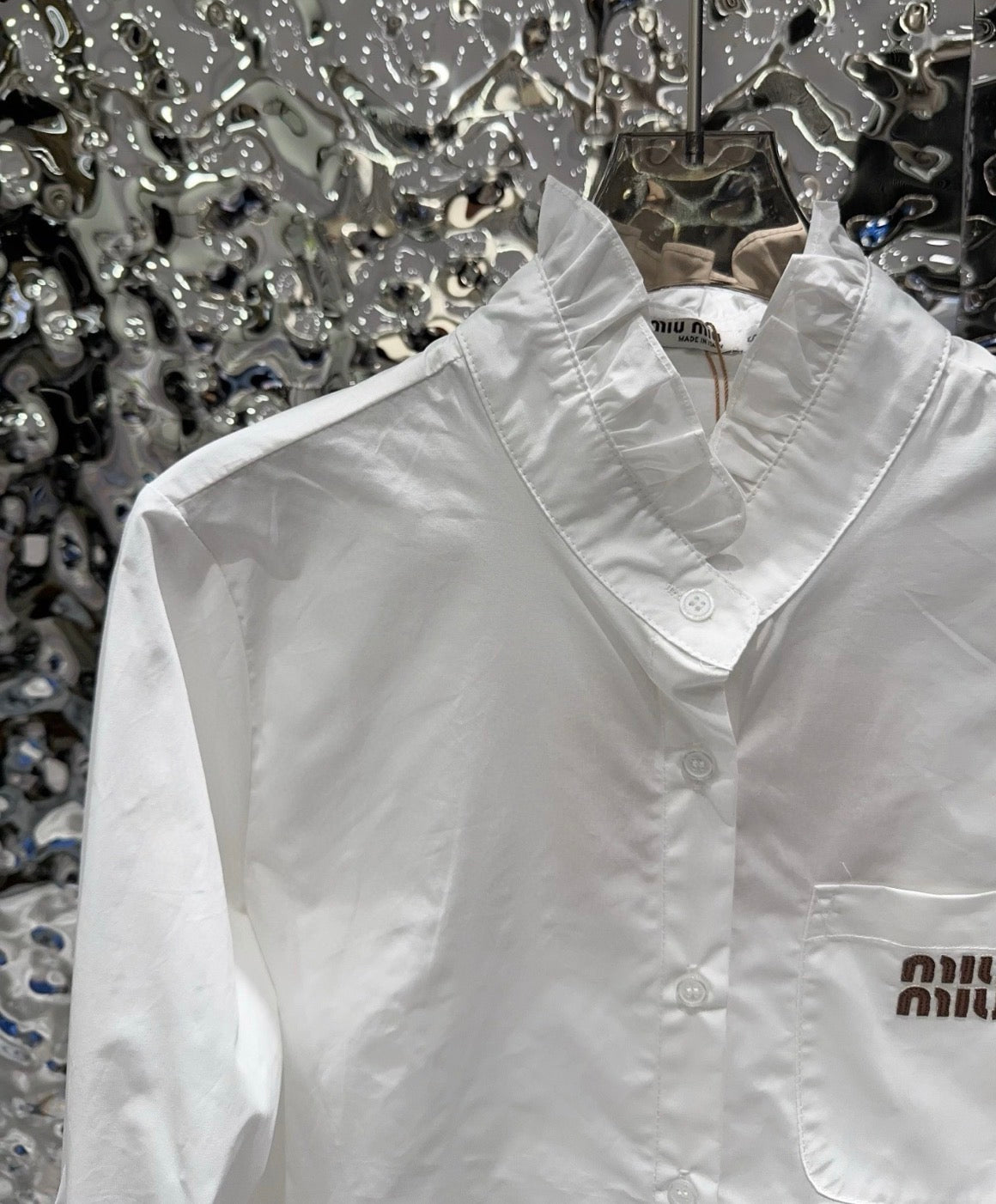 Ruffle-Collar Long-Sleeve Shirt