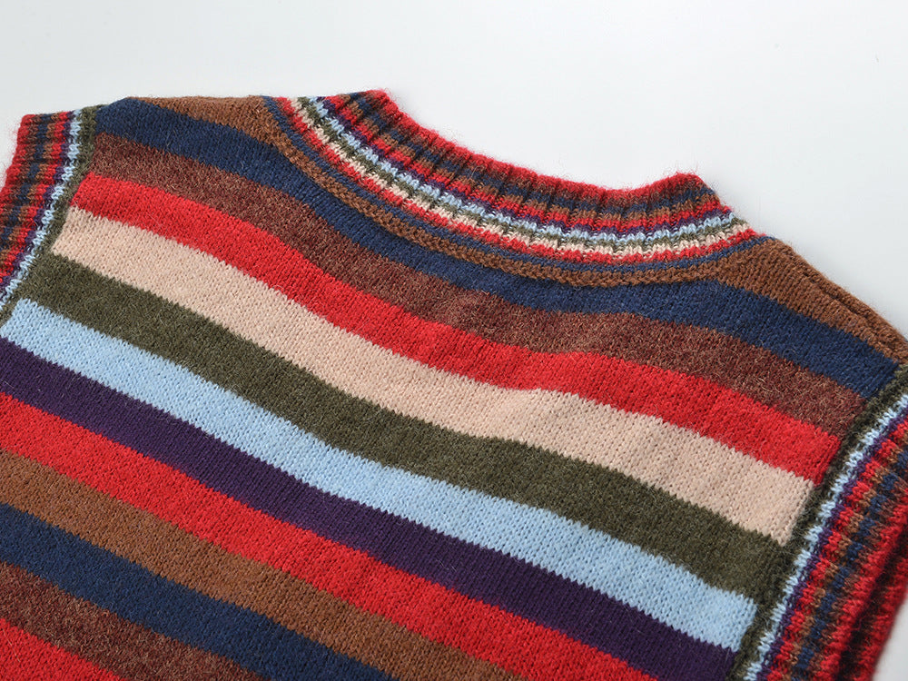 2025SS Colorful striped lace-up vest THOM TREND