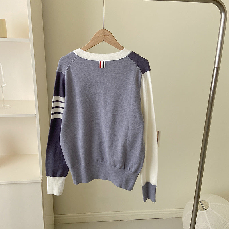 Colorblock wool knit cardigan THOM TREND