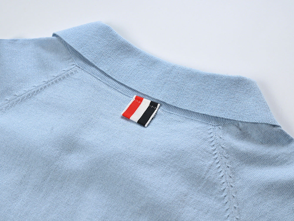 Polo lapel knitted short sleeve dress