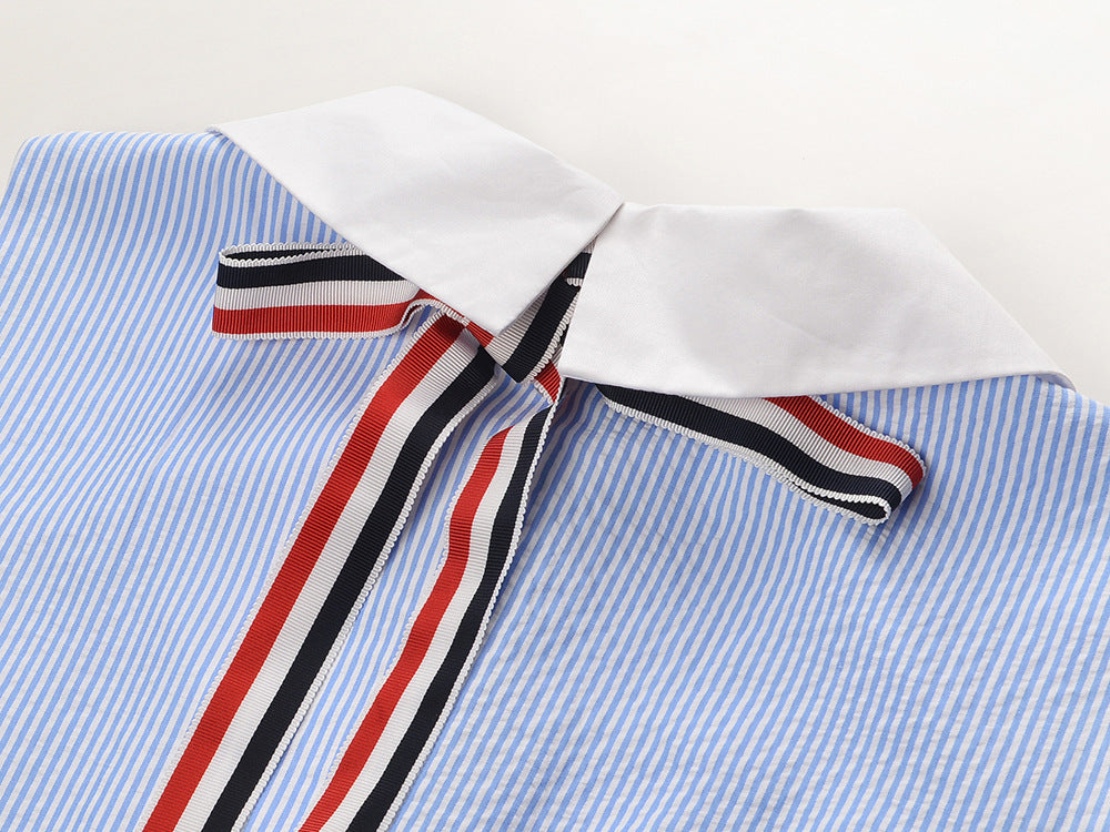 Blue Striped Shirt Dress