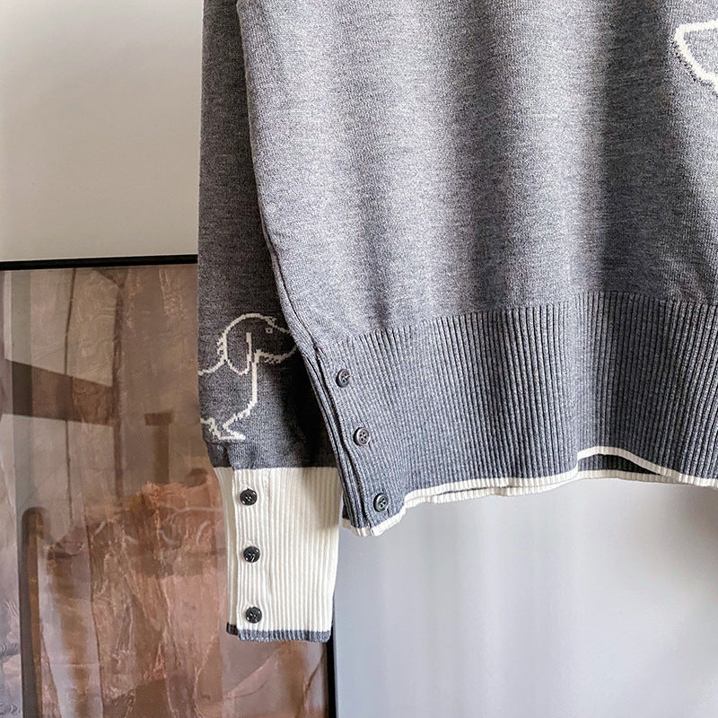 2025SS Dog pattern pullover sweater THOM TREND