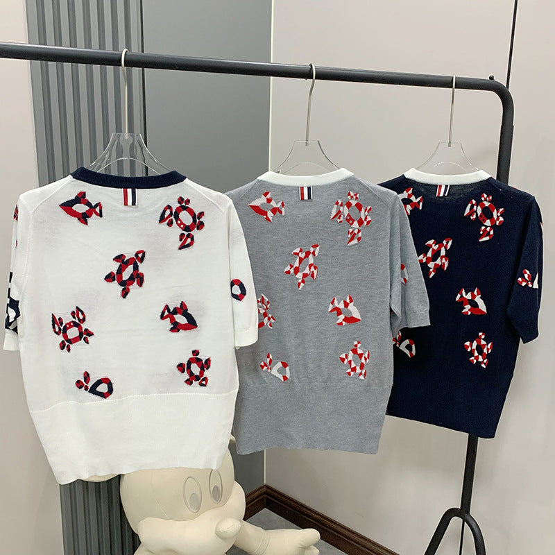 Cartoon round neck high waist T-shirt