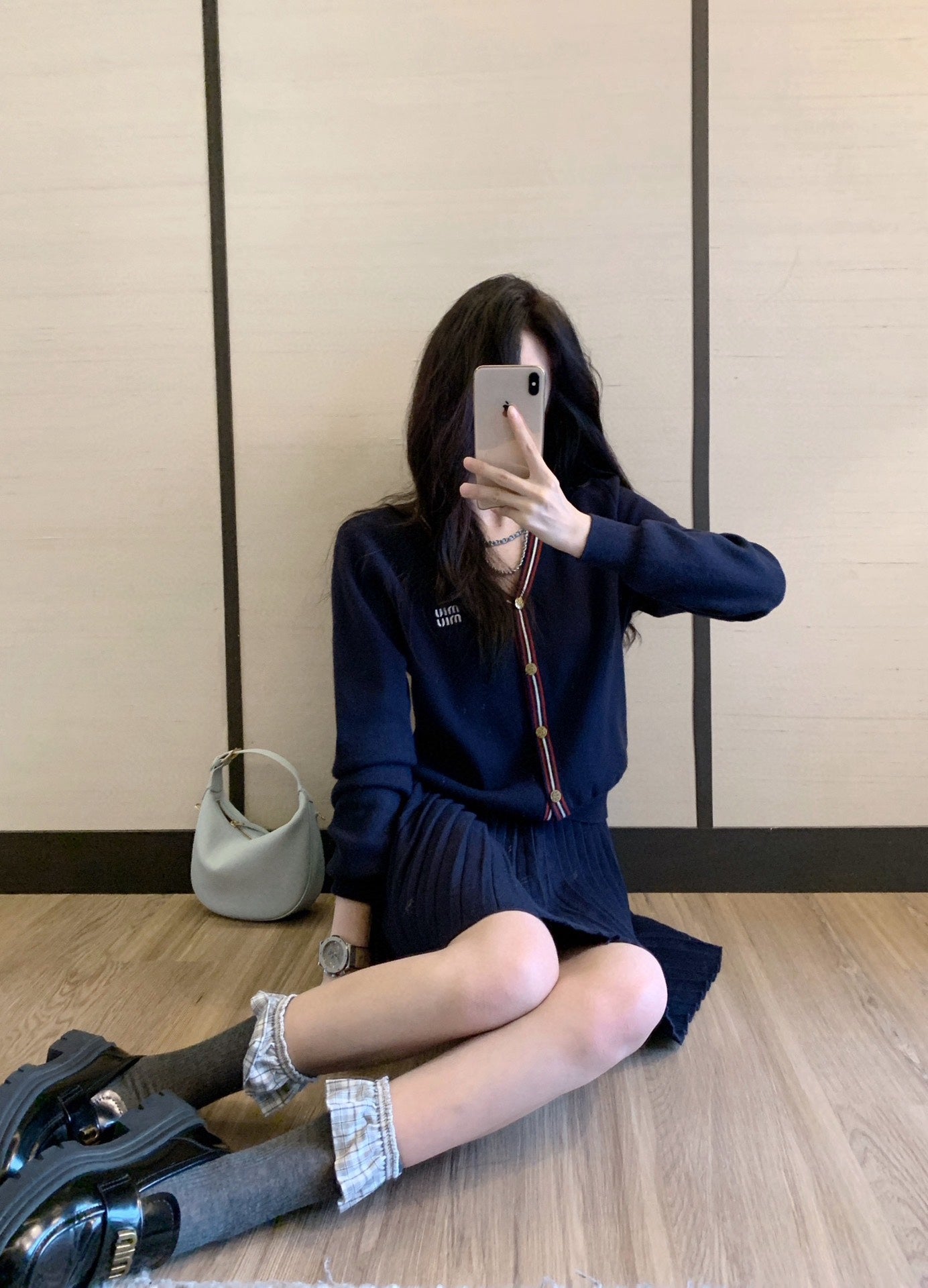 2025SS Knitted jacket + pleated skirt THOM TREND