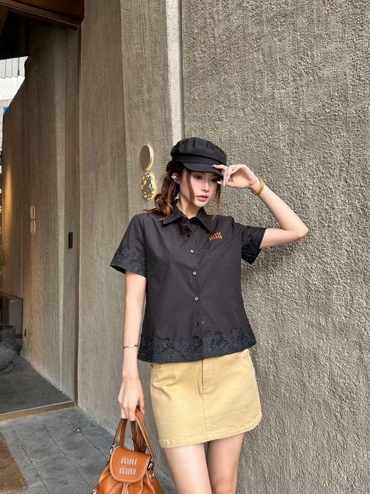 Structured Short-Sleeve Button Shirt