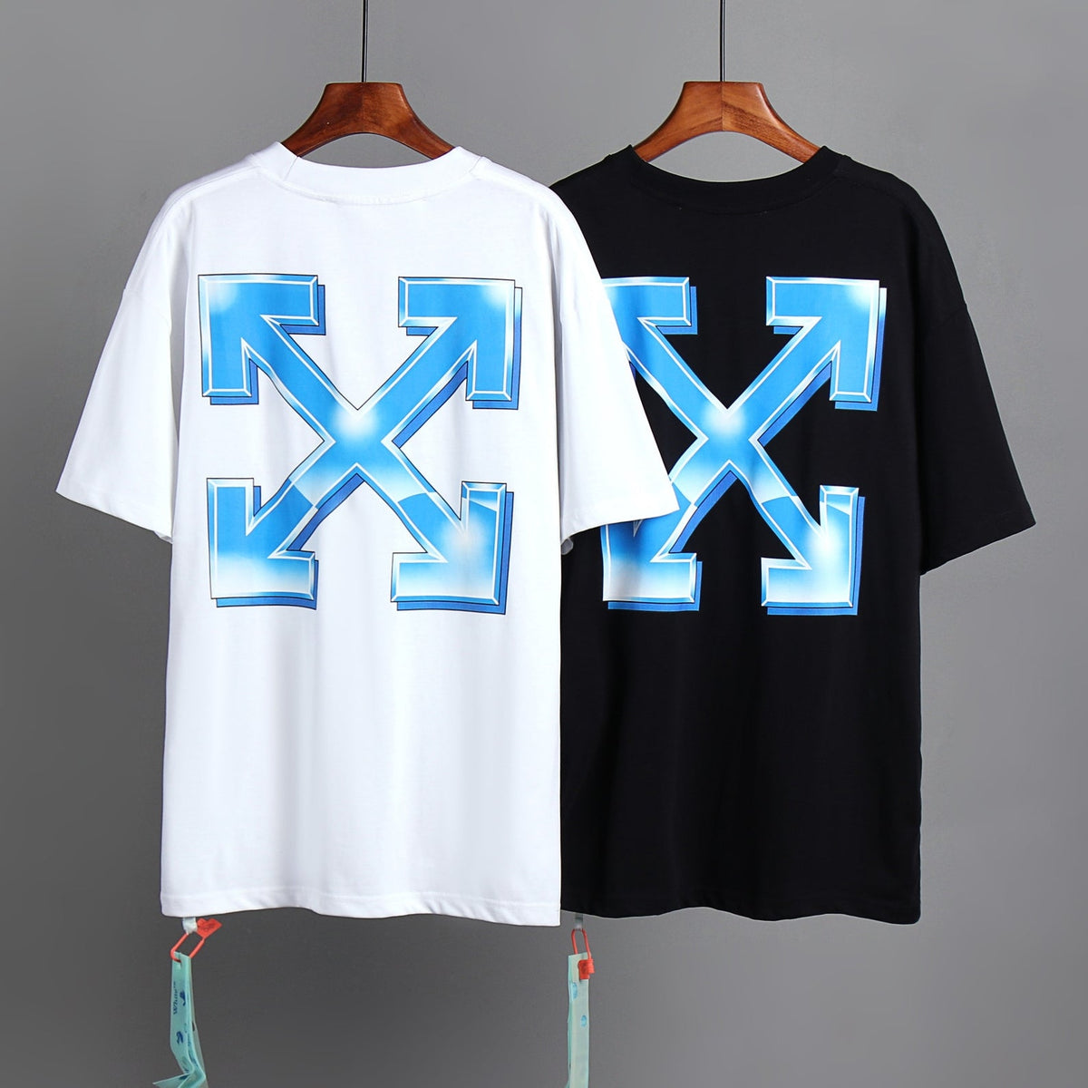 Off-White Blue Gradient Wordmark Cotton T-Shirt - Black product detail view