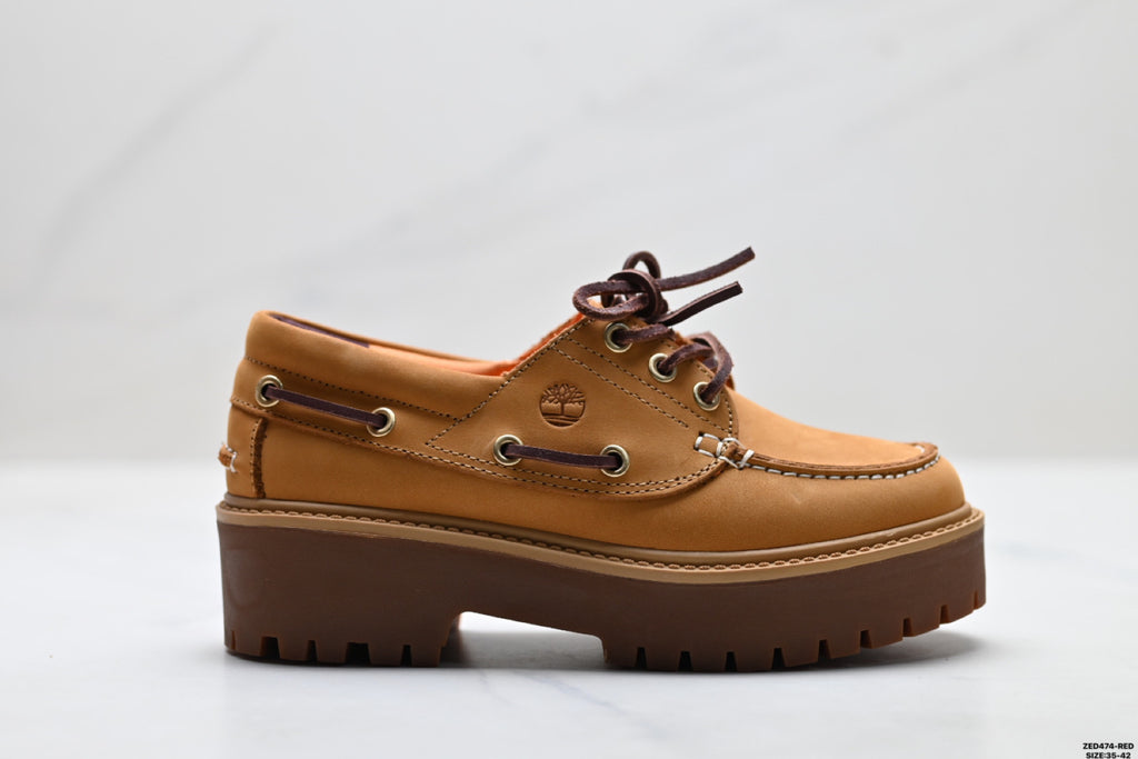 Timberland Wheat Women's Platform Boat Shoe - right-facing side profile main image