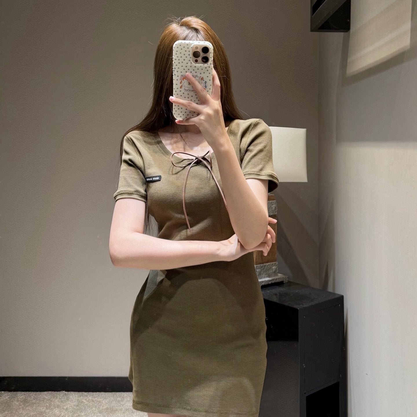 Knit Tie-Front Mini Dress