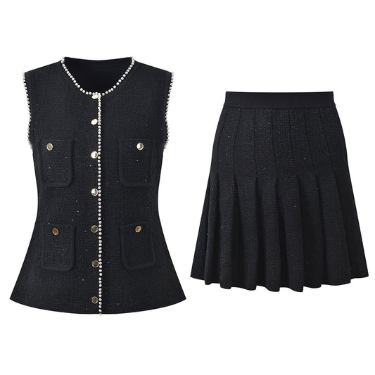 2025SS Sleeveless vest pleated skirt suit THOM TREND