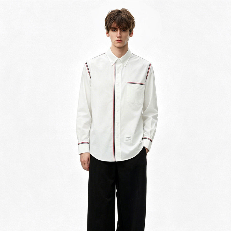 Tricolor Stripe Oxford Shirt ¨C Unisex THOM TREND