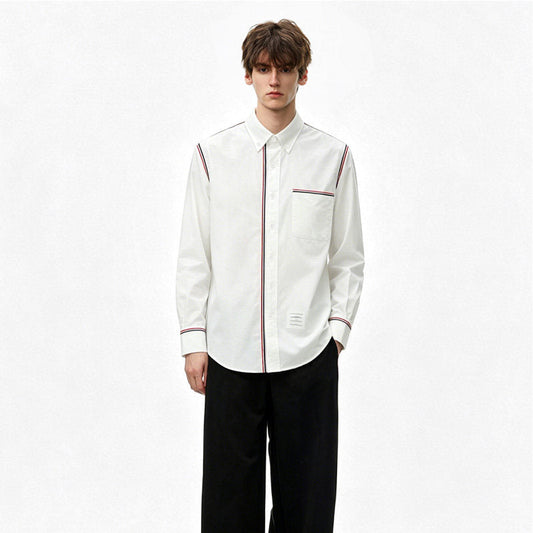 Tricolor Stripe Oxford Shirt ¨C Unisex THOM TREND