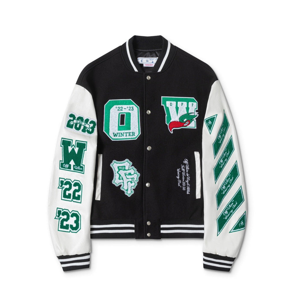 Off-White Black White Green College Varsity Jacket