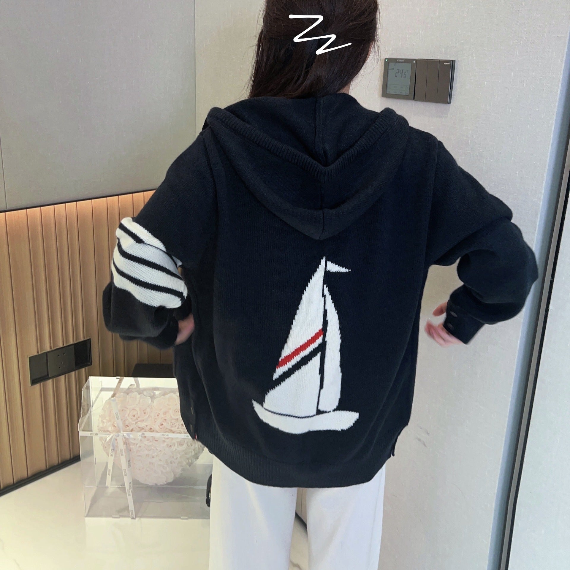 THOM  Sailboat jacquard hoodie THOM TREND