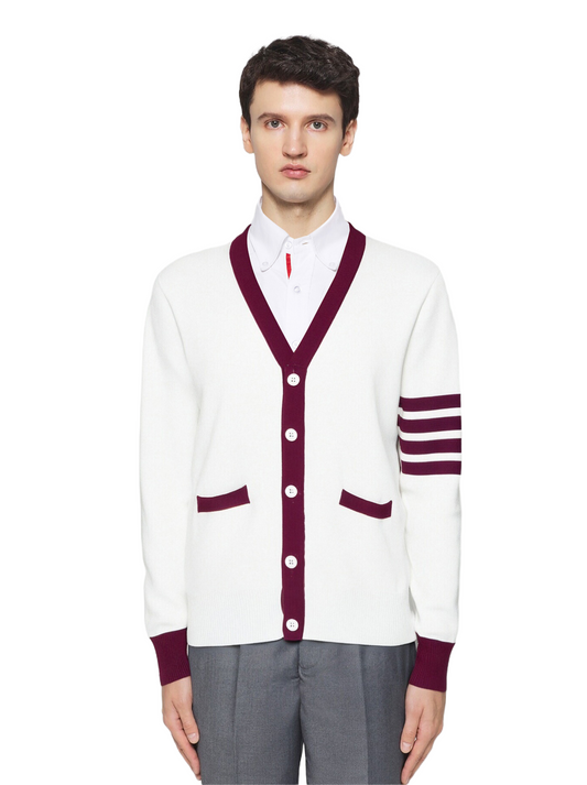2025SSS Red and white sweater jacket THOM TREND