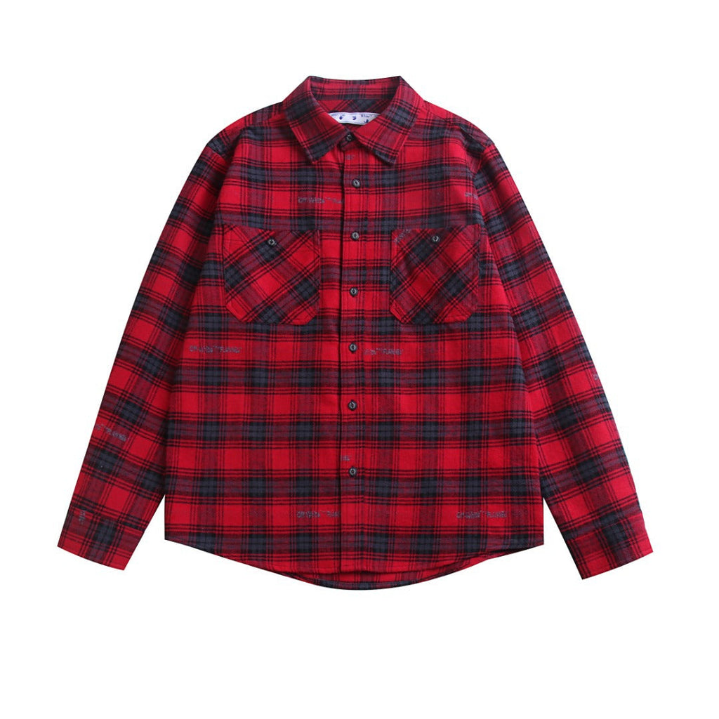 Off-White Men's Arrow Graphic Plaid Overshirt product detail 8