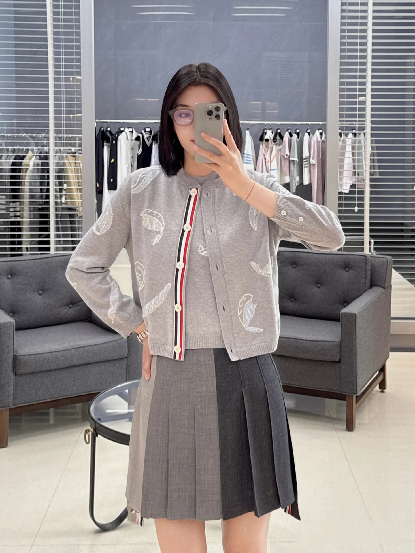 2025SS Feather intarsia cardigan THOM TREND