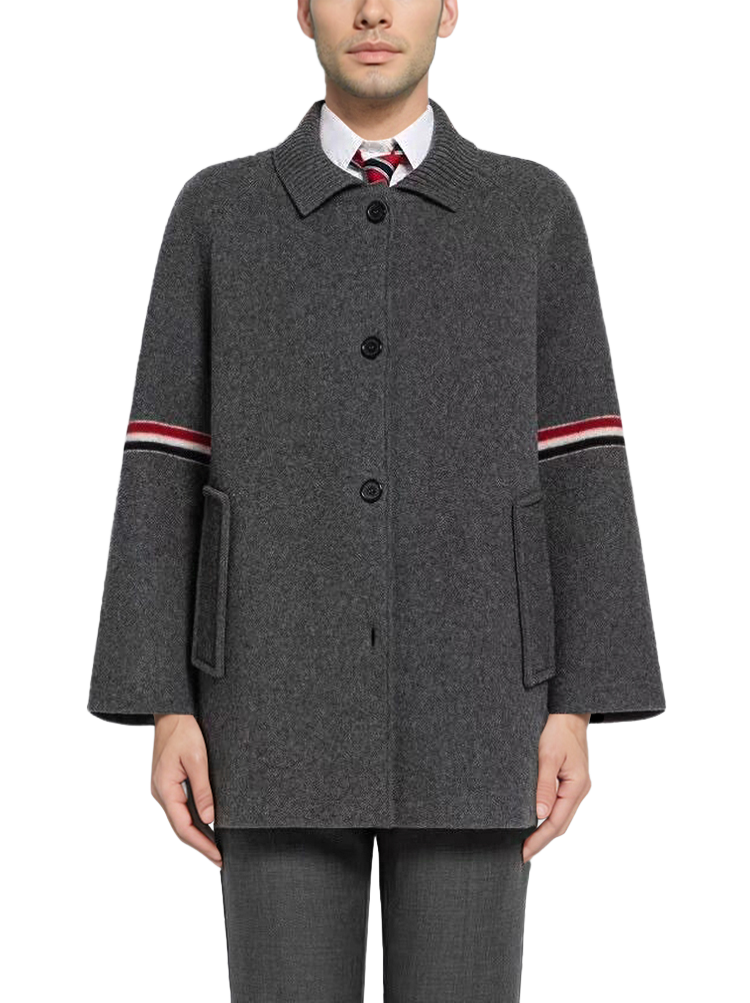 Unisex wool coat with webbing sleeves THOM TREND