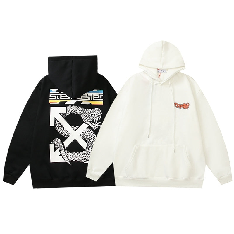 Off-White Graphic Collage Arrow Pullover Hoodie - Black back graphic view
