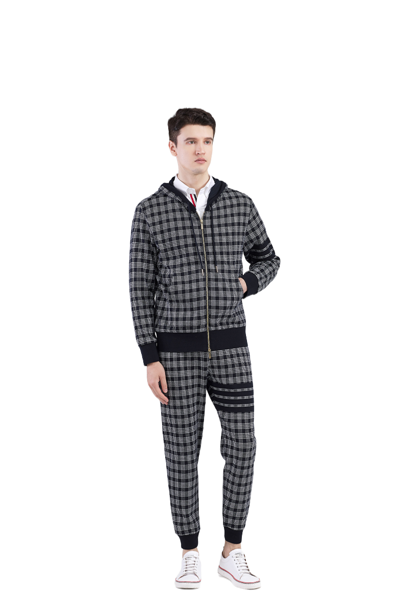 Four-bar striped plaid sweatpants THOM TREND