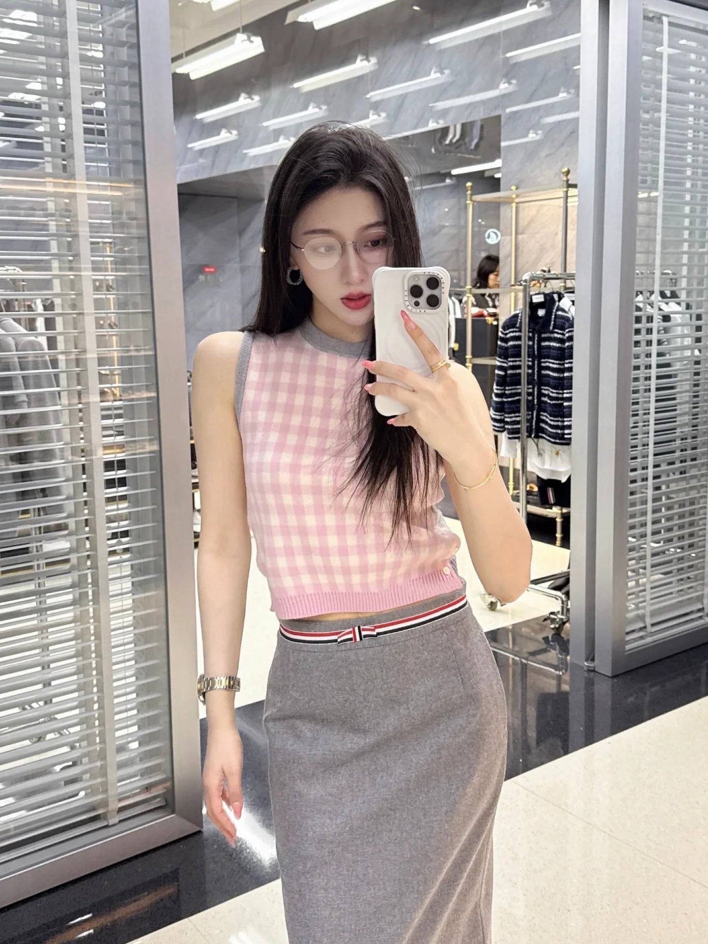 2025SS  Colorblock plaid vest THOM TREND