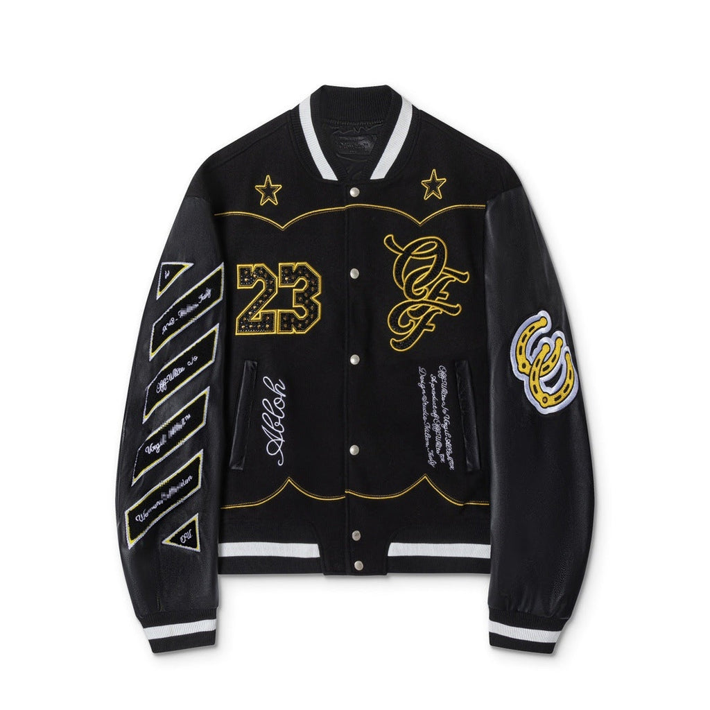 Off-White Black Gold Number 23 Varsity Jacket for Men
