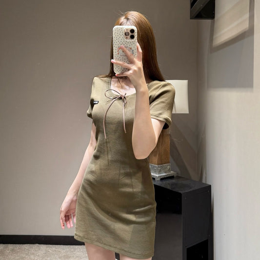 Knit Tie-Front Mini Dress