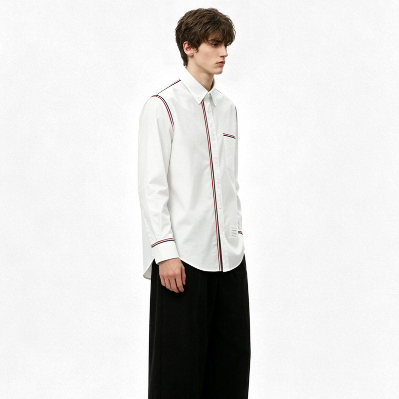 Tricolor Stripe Oxford Shirt ¨C Unisex THOM TREND
