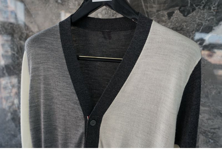 Colorblock Thin Cardigan THOM TREND