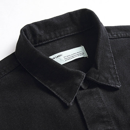 Off-White Black Tonal Handshake Arrow Denim Jacket for Men
