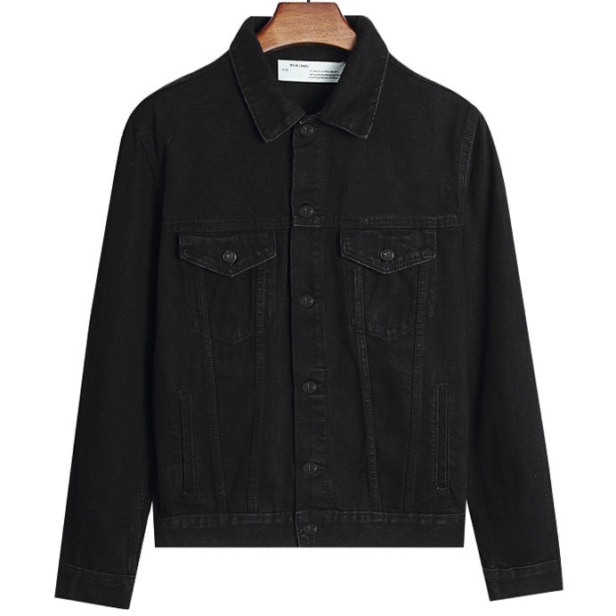 Off-White Black Tonal Handshake Arrow Denim Jacket for Men