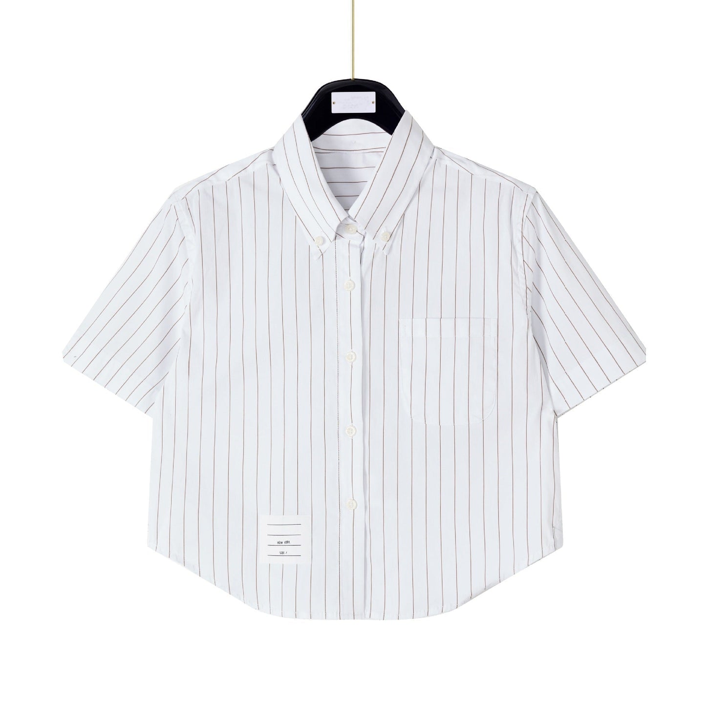 2025SS Women's vertical striped cropped shirt THOM TREND