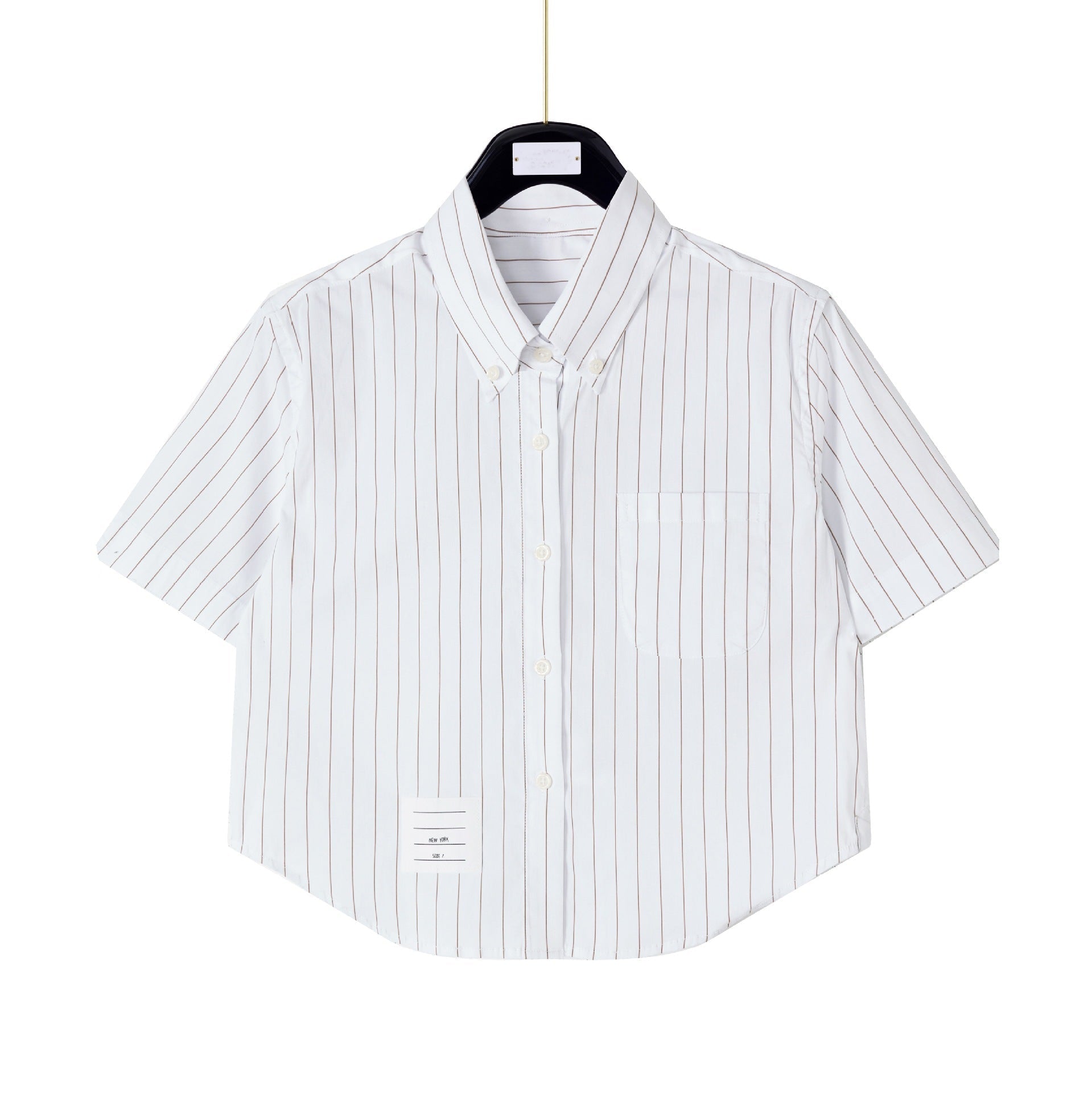 2025SS Women's vertical striped cropped shirt THOM TREND
