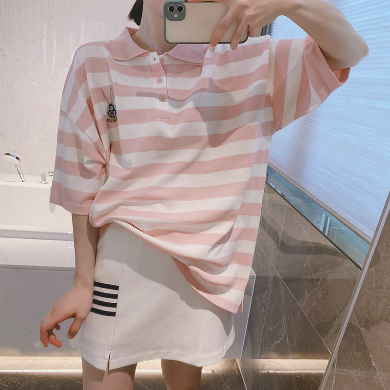 Contrast striped polo shirt