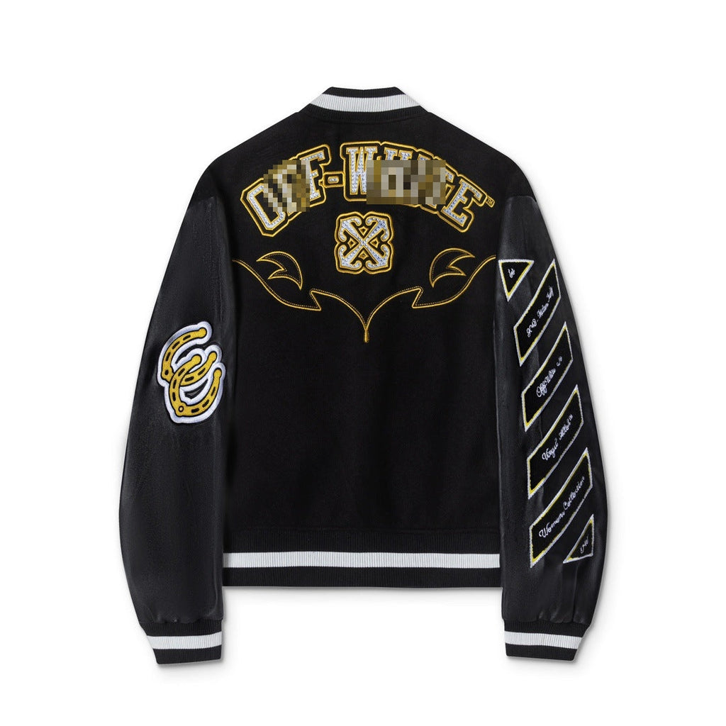 Off-White Black Gold Number 23 Varsity Jacket for Men