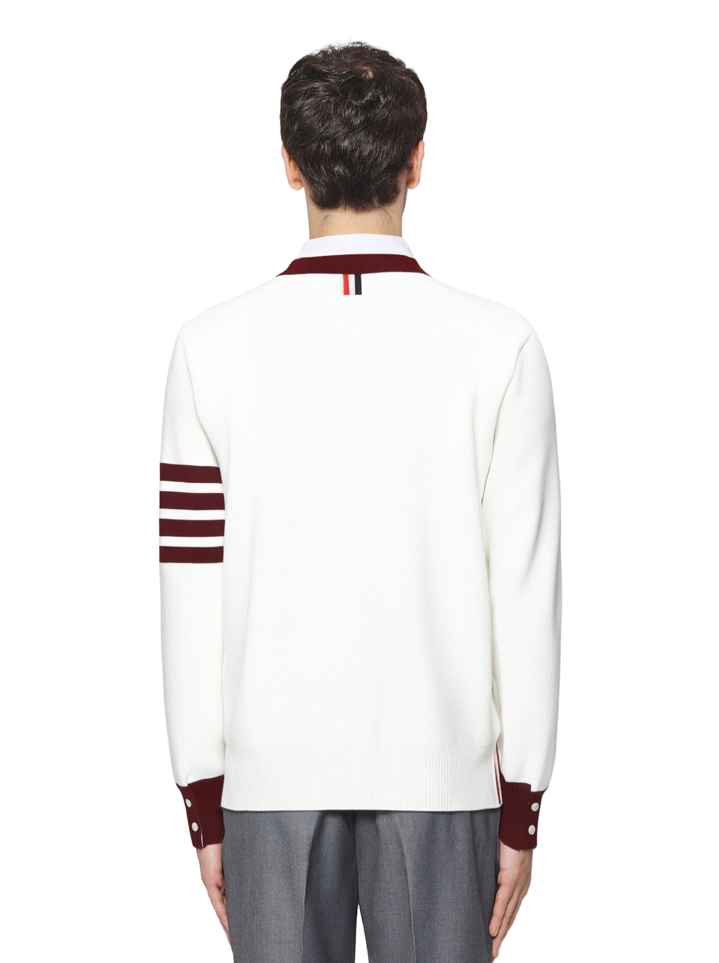 2025SSS Red and white sweater jacket THOM TREND