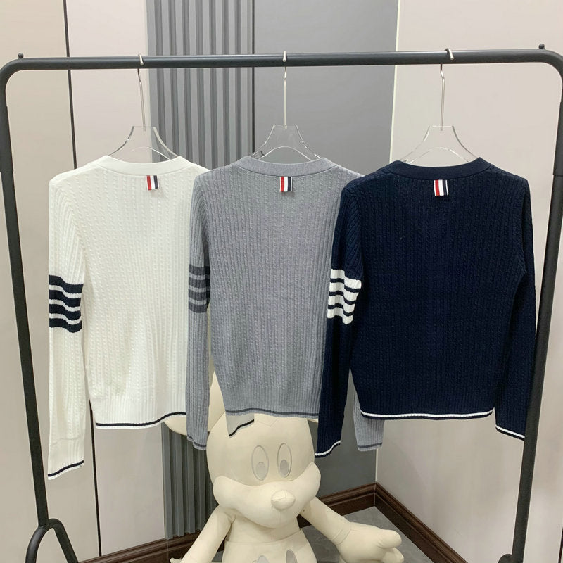 2025SS  Small twist v-neck cardigan THOM TREND